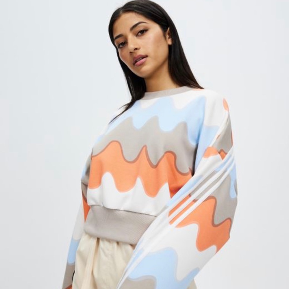 Adidas Marimekko Future Icon Three Stripes Sweatshirt Women Coral Size S